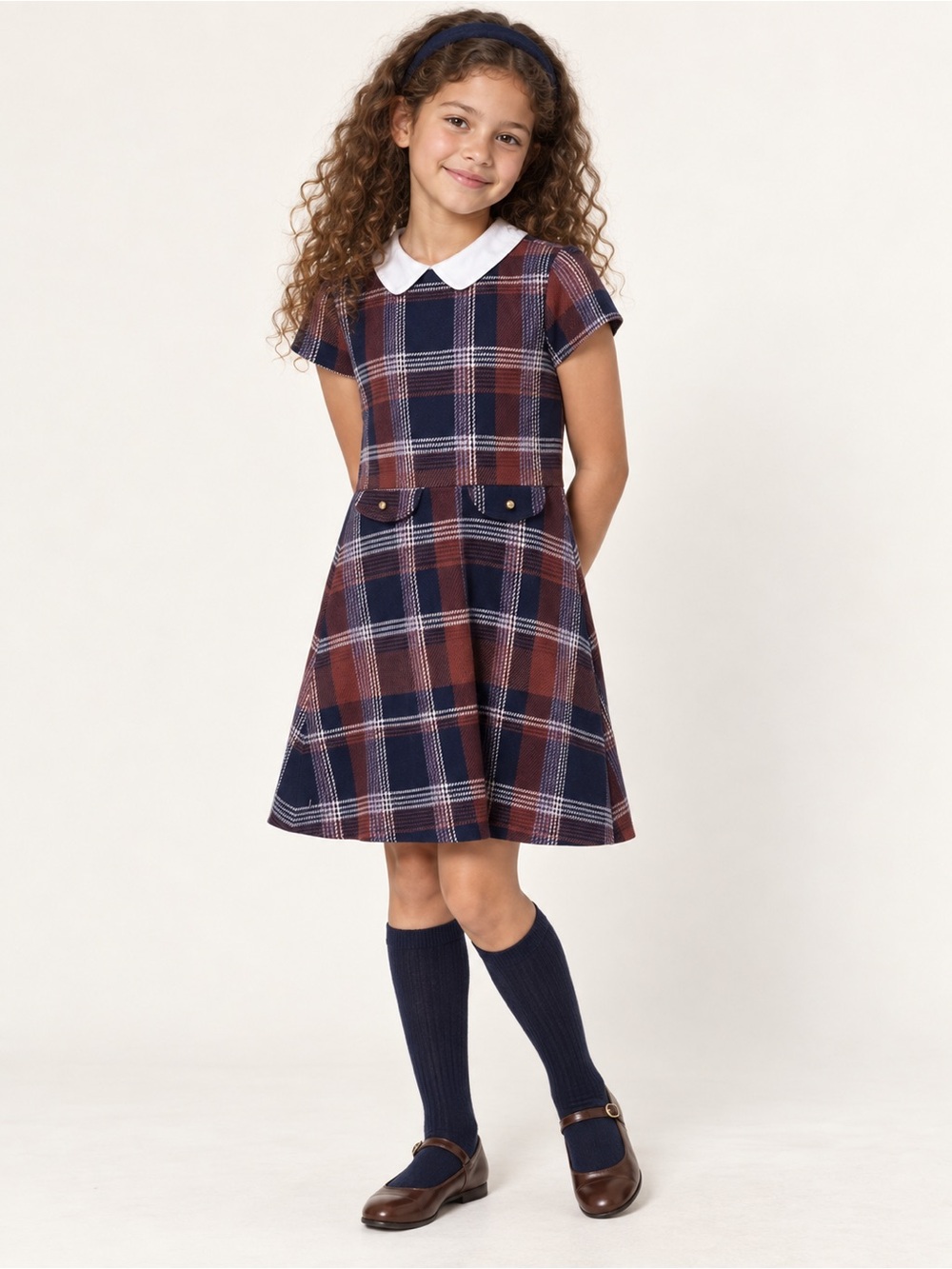 Janie and Jack Girls Size 10 Plaid Peter Pan Collar Dress
